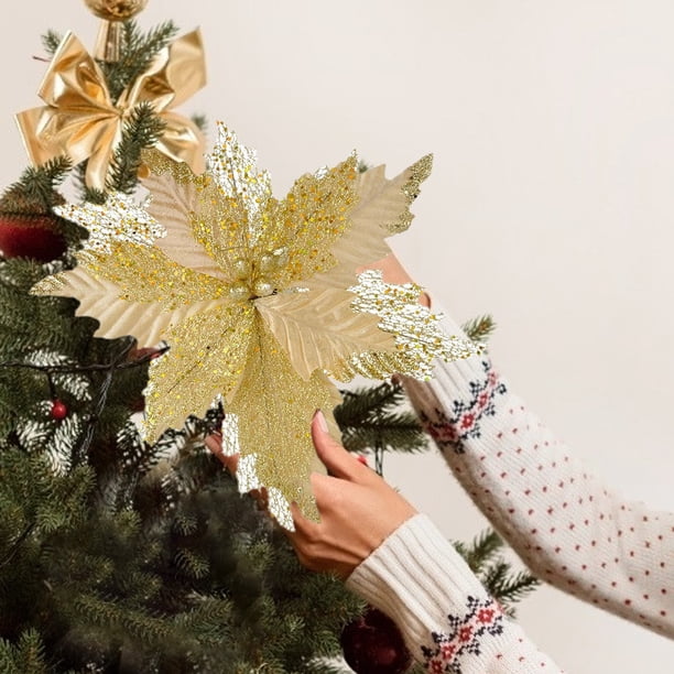 Christmas Flower Sequin 3 Tiers 37 Cm Decorations Christmas Tree Cutout Flower Arrangement Accessories Simulation Flower Decoration