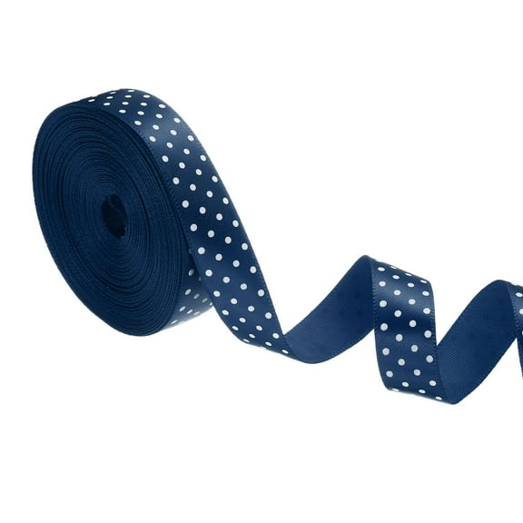 Polka Dots Grosgrain Ribbon 5/8 Inch, 10 Yard Spool for Gift Wrapping for Gift Wrapping Navy Blue