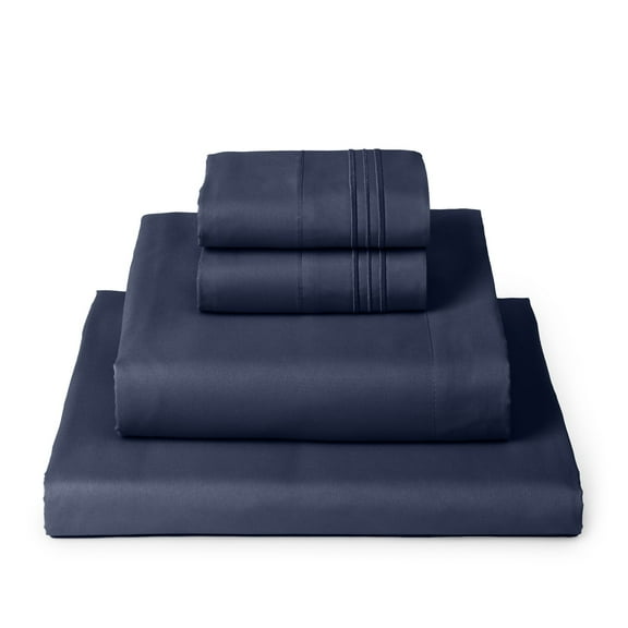Mellanni 4-Piece Iconic Full Bedsheet Set - Microfiber, 16" Deep Pocket, Cooling, Wrinkle, Fade, Stain Resistant, Navy Blue