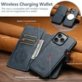 thumbnail image 3 of for iPhone 12 Pro / 12 6.1" 2-in-1 PU Leather Case, Detachable Wallet Case with Card Holder Stand, Removable Folio Protective Cover, Support Magnetic Car Mount, Magnetic Clasp, Shockproof Cover, Blue, 3 of 11