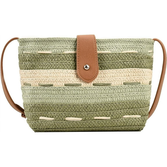 Kukuzhu Straw Crossbody Bags for Women, Summer Straw Purse and Handbags Hand Woven Shoulder Clutch Bag for Vacation