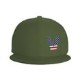 thumbnail image 2 of DouZhe Flat Brim Cap Snapback Hat, Alphabet V America Usa Flag Prints Adjustable Green Adult Baseball Cap, 2 of 7