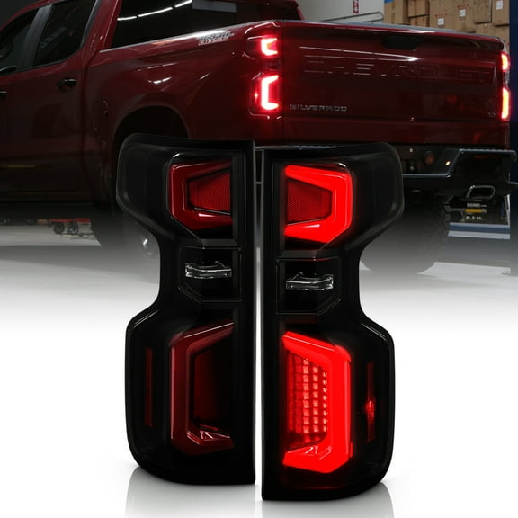 2019-2023 Chevy Silverado 1500 [Incandescent] Black Smoked LED Tube Tail Lights