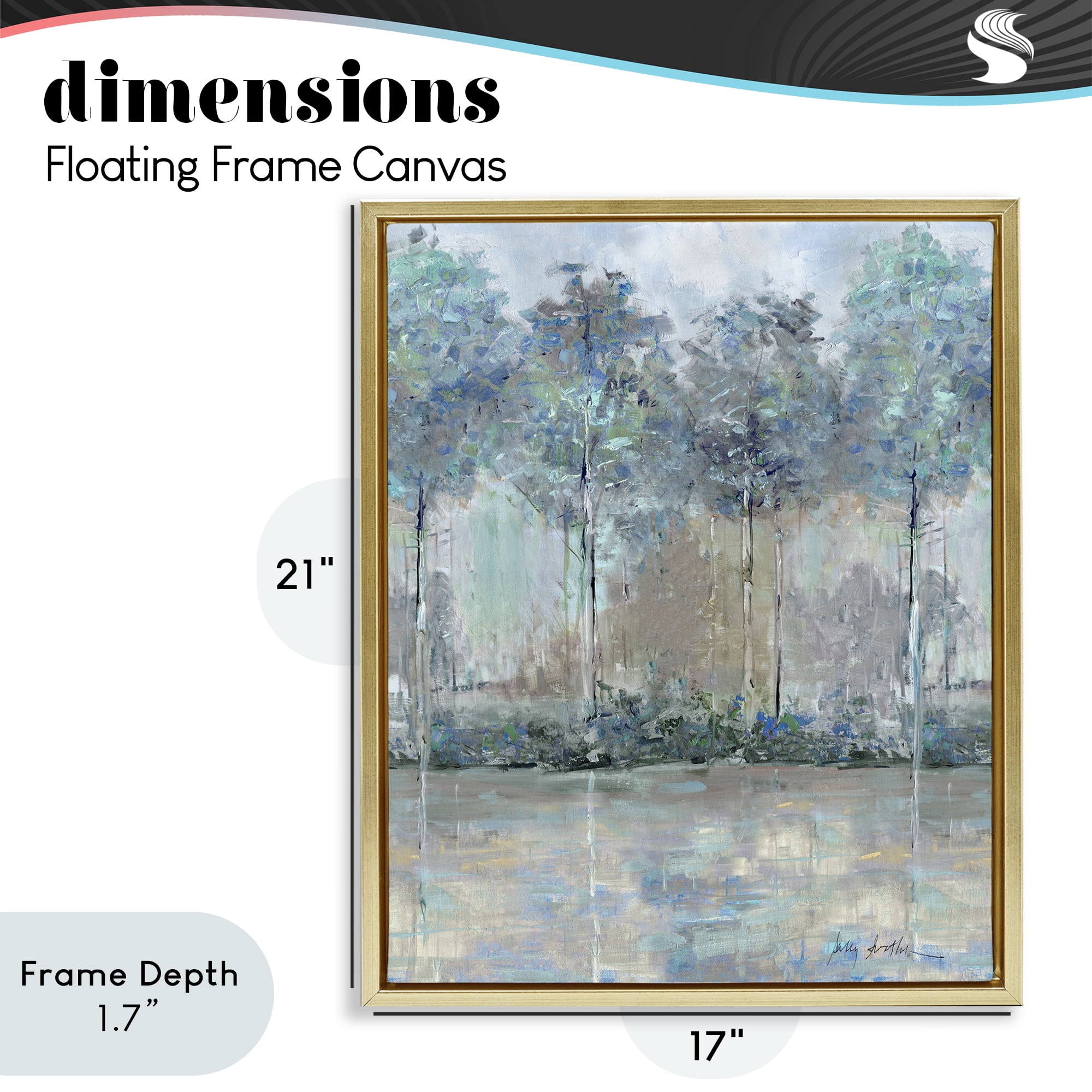 Stupell Industries Subdued Impression of Trees Gold Framed Floater Canvas Wall Art, design by Sally Swatland