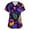 Purple, variant on WTOBBY Women's V-Neck Printed Short Sleeve Work Clothes with Side Slit Pockets and Uniform Style, Durable and Comfortable Top for Industrial or Service Jobs, Practical Apparel ,Red S