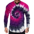 thumbnail image 1 of T-shirts d'Automne pour Homme Col Rond Manches Longues Hauts Imprimé Teinture sur Nœuds Blouses d'Automne, 1 of 5