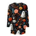 thumbnail image 4 of Halloween Shirts for Women Plus Size Funny 3/4 Sleeve Tops Spooky Ghost Printed Pullover Horror Round Neck T Shirts Holiday Three Quarter Length Blouses, XL, 4 of 7