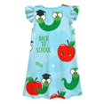 thumbnail image 5 of LILIYA Little Girls A-Line Dress Back to School School Cartoon Print Dress Floral Dress Cute Flutter Sleeve Lightweight Casual Summer Outfits Party Dress for Girls 1st 2nd 3rd Grade, 5 of 6