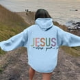 thumbnail image 5 of Women Casual Long Sleeve Hoodies Jesus Print Y2K 2026 Sweatshirts Lightweight Crewneck Pullover Tops, 5 of 7