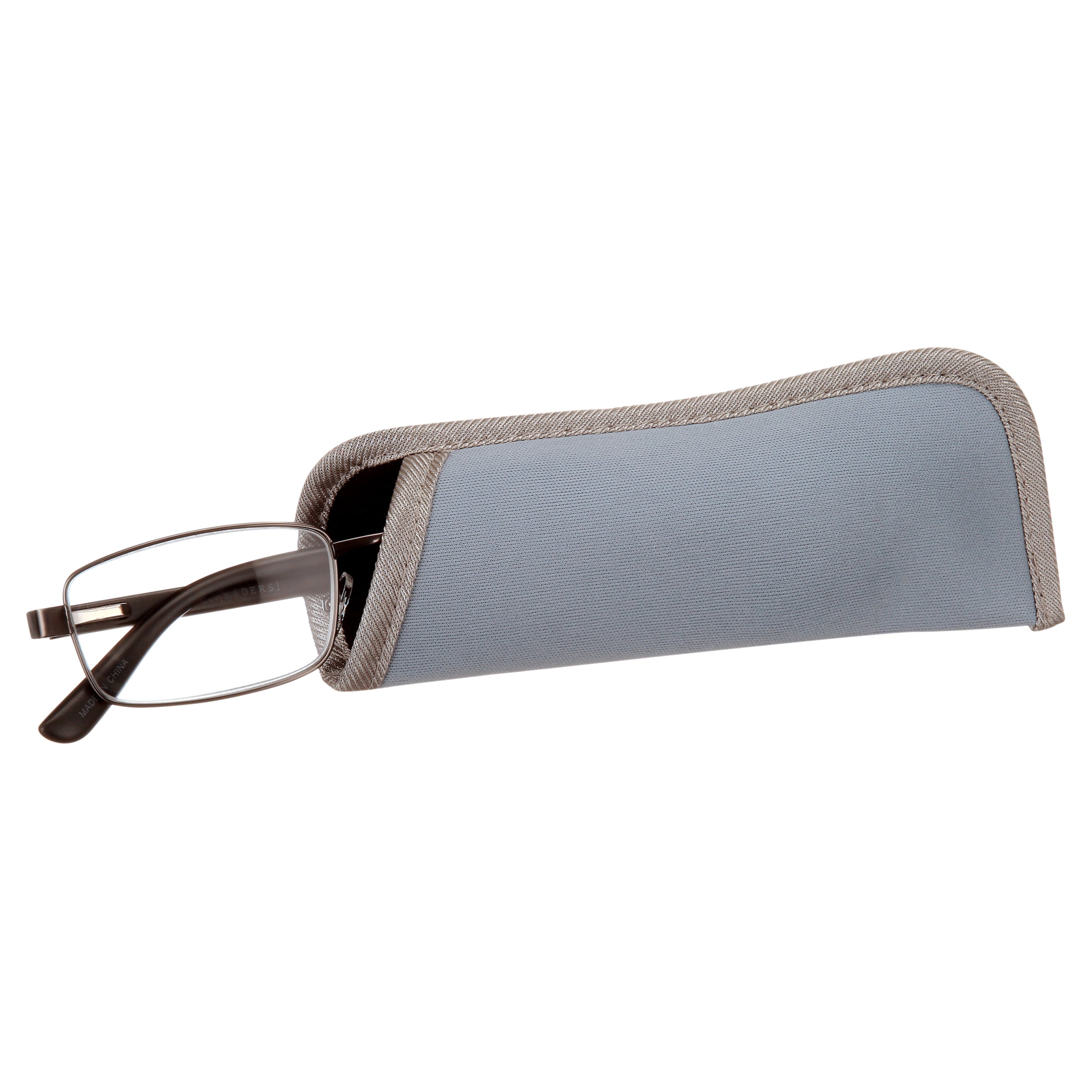 (2 pack) M+ Mens Rectangular Metal Reading Glasses Dgun 3.25 Reed in Gunmetal with Matte Black Temples