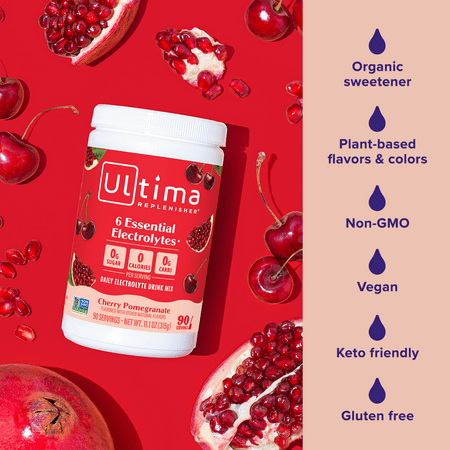 Ultima Replenisher Hydration Electrolyte Powder Drink Mix, Sugar-Free Cherry Pomegranate 90 Servings