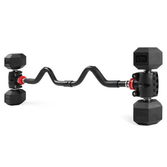 PRCTZ Modular EZ Curl Barbell Converter, Weight Lifting Curl Barbell, Biceps and Triceps, Dumbbell to Barbell Converter, Built-in Resistance Tube Adapter 200 Pound Capacity