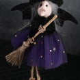 thumbnail image 6 of Halloween Witch Doll Decor with Broomstick for Indoor Outdoor Party Decoration, 9.4 Inch Hanging Witch Figurine for Home Display (Purple), 6 of 7