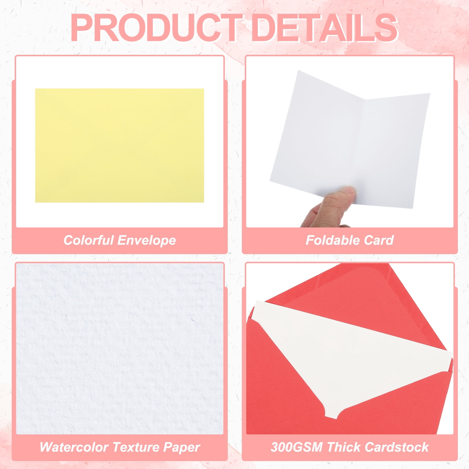 4x6 Inch Pure Cotton Watercolor Cards, 100 Sets Postcards with Envelopes 92lb/250 GSM for Art Painting Creative Thank Notes, Yellow