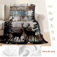 thumbnail image 5 of Teal Brown Deer Silhouettes Blanket Soft Cozy Warm Throw Blanket for Couch, Plush Fuzzy Flannel Fleece Blankets for Sofa, Trees Wooden Retro Art Farmhouse Bed Blankets Gifts for Men, 40"x60", 5 of 9