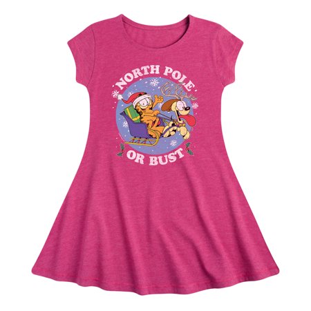 

Garfield - North Pole Or Bust - Toddler And Youth Girls Fit And Flare Dress