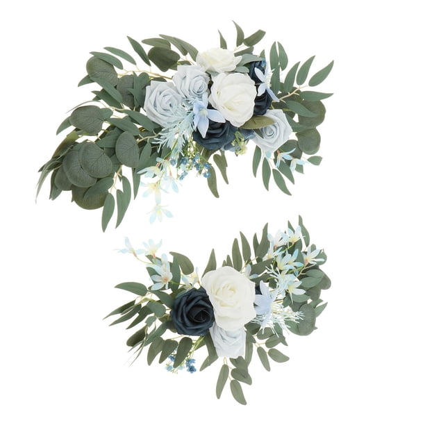 Flor artificial colgante Sunnimix Corona de flores de seda Azul