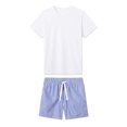 thumbnail image 1 of Nituyy Tenue Décontractée pour Hommes, T-Shirt Ajusté à Manches Courtes et Col Rond, Shorts à Rayures avec Cordon de Serrage, Ensemble 2 Pcs pour l'Été, 1 of 6
