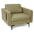 thumbnail image 1 of Costway Tissu de Lin Moderne Accent Canapé Simple W / Côté Poche de Rangement Vert, 1 of 10