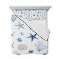 thumbnail image 7 of Quilts Full Size Bedding Set, Blue Starfish Coastal Lightweight Quilted Comforter, Summer Beach Coral Ocean Soft Reversible Bedspread Coverlet with Pillow Covers for All Season, 78" x 90", 7 of 7