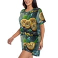 thumbnail image 2 of Fuzoiu Fresh Passion Fruit Still Life Print Women's Short-Sleeved Pajama Set,Lounge Sleepwear Set,Womens Pajama Sets 2 Piece,Button-Up Top and Shorts with Pockets-Small, 2 of 7