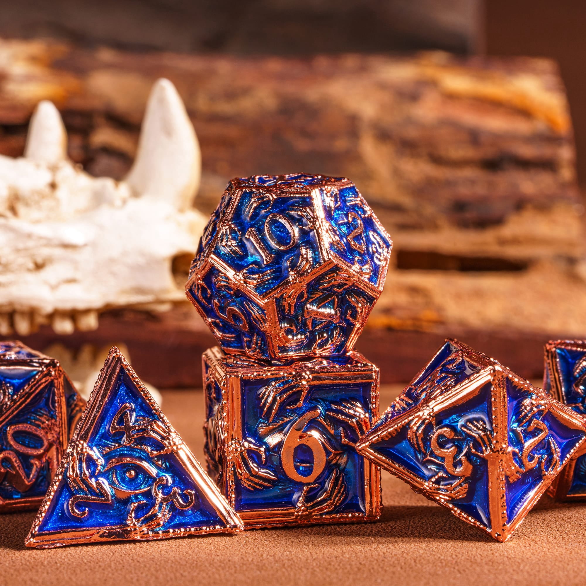 Cusdie 7-Die Metal DND Dice Set, Ghost Claw Design Metal Polyhedral D&D Dice Set for DND Dungeons and Dragons TTRPG Role Playing Games