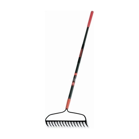 Bow Rake, 16 in W, Steel, 15 Tines, 60 in L Fiberglass Handle