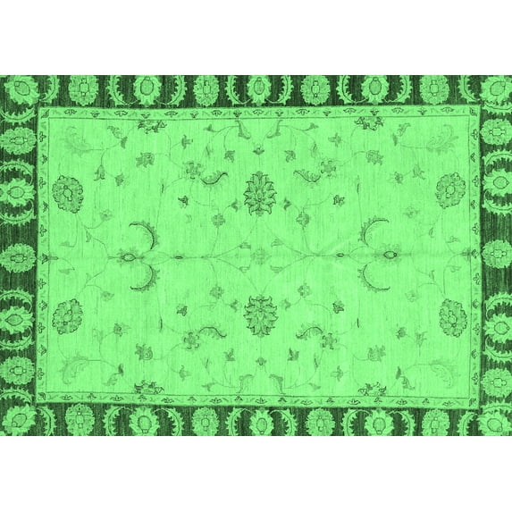 Ahgly Company Indoor Rectangle Abstract Emerald Green Modern Area Rugs, 4' x 6'