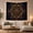 Ruby Mandala, variant on Golden Sun and Moon Mandala Against Deep Navy Blue, Mystical Celestial for Boho Decor Lovers, Sacred Geometry Art, Housewarming Gift Tapestry Wall Hanging for Living Room and Bedroom