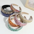 thumbnail image 3 of Women Headband Mini Stone Decor Rhinestone Rich Colors Wide Band Elastic Hair Decoration Anti-slip Turquoise Dating Hair Hoop Hair Accessories, 3 of 8