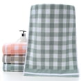 thumbnail image 4 of Nvzi Toallas de baño de 2 piezas, 13,78 x 29,53 pulgadas, 125 g, toalla de cara a cuadros para adultos de 32 hebras, peso ligero, toallas de secado rápido para su baño (marrón), 4 of 5