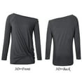 thumbnail image 4 of SWQZVT Womens Cold Shoulder Shirts Long Sleeve Twist Knot Top Casual Tunic Tops Darkgray Solid Color Blouse S-2XL, 4 of 5