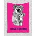 thumbnail image 1 of Mothers Day Tapestry, Koalas with Ornaments and I Love You Mom Words, Wall Hanging for Bedroom Living Room Dorm Decor, 40W X 60L Inches, Hot Pink Indigo, by Ambesonne, 1 of 2