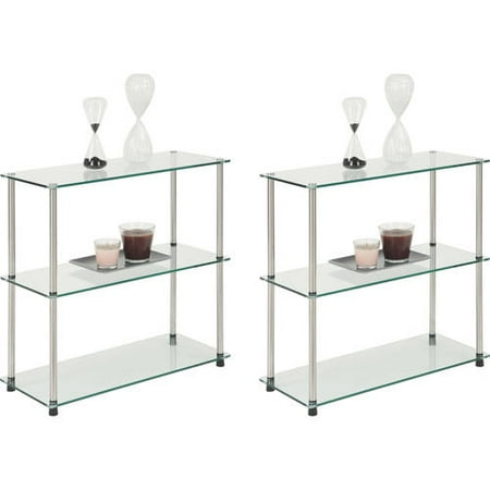 - Convenience Concepts Designs2Go 3-Shelf Glass Bookcase, Set of 2, (Mix and Match)