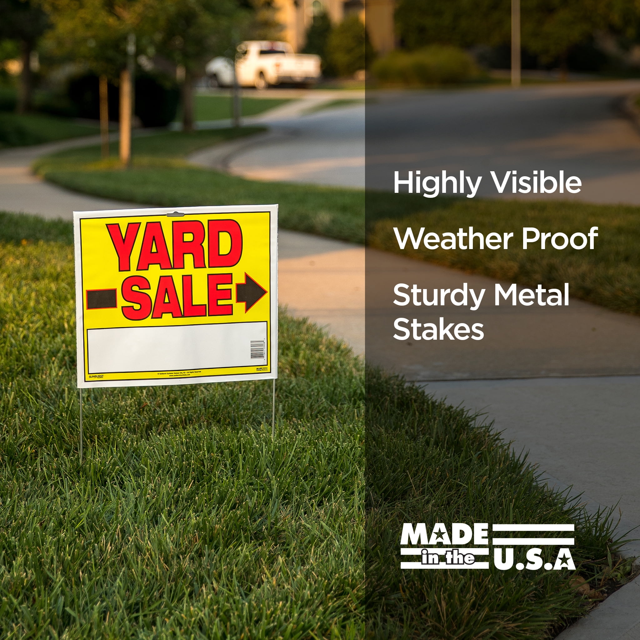 Sunburst Systems 3965 Yard Sale Signs, Double Sided, Comes Assembled with Metal Stakes, 14" x 22"- 4 pack