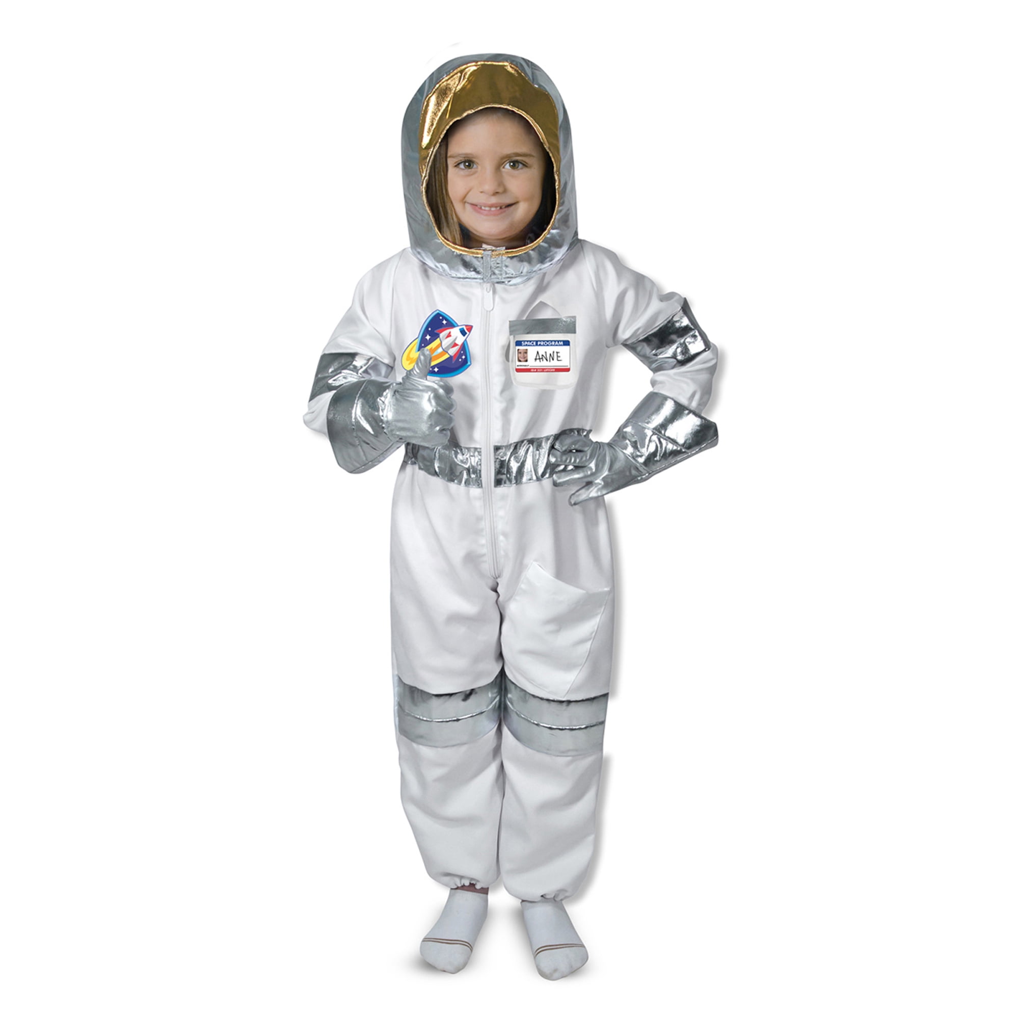 Childrens Astronaut Space Costume Space Pretend Dress Up Role Play Set for Kids Cosplay Ages 3-7 White