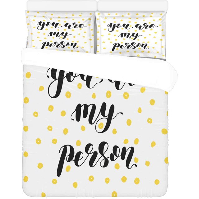 Juego de cama de 3 piezas ABPHQTO You are My Person Funda nórdica amarilla y negra con 2 fundas de almohada