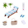 thumbnail image 1 of 1 Set Dollhouse Miniature Sauna Kit Mini Wooden Deck Chair Towel Slippers Basket Bucket Plants Thermometer Model Toy Summer Beach Scene Decoration, 1 of 5
