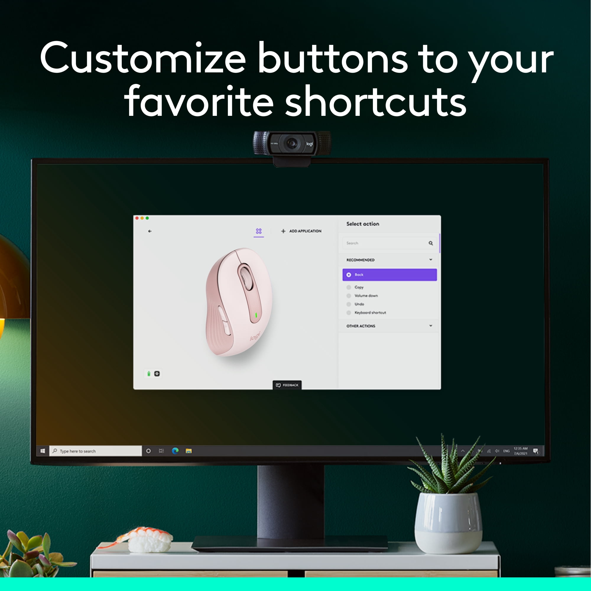 Logitech Signature M650 Wireless Mouse - for Small to Medium Sized Hands, 2-Year Battery, Silent Clicks, Customizable Side Buttons, Bluetooth, Rose