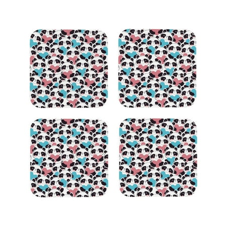 

Junzan Heart Panda Print Coasters for Drinks - Leather Coasters Set of 4 for Coffee Table for Housewarming/Kitchen/Bar/Decor-Square