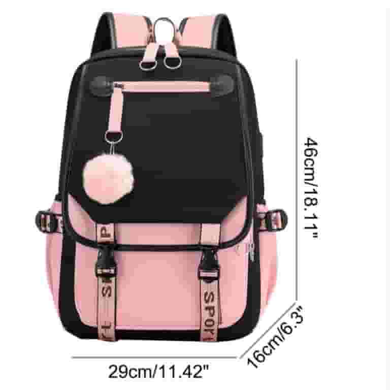 Demon Slayer Nezuko by Moning Women's Waterproof High Quality Canvas School Backpack, Black