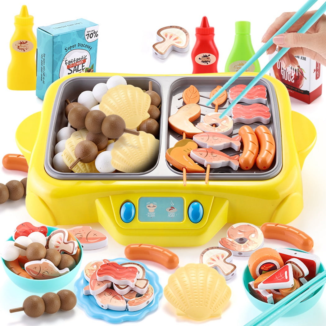 55PCS Kitchen Pretend Play Toys BBQ Cookware Utensil Toys Play Cooking