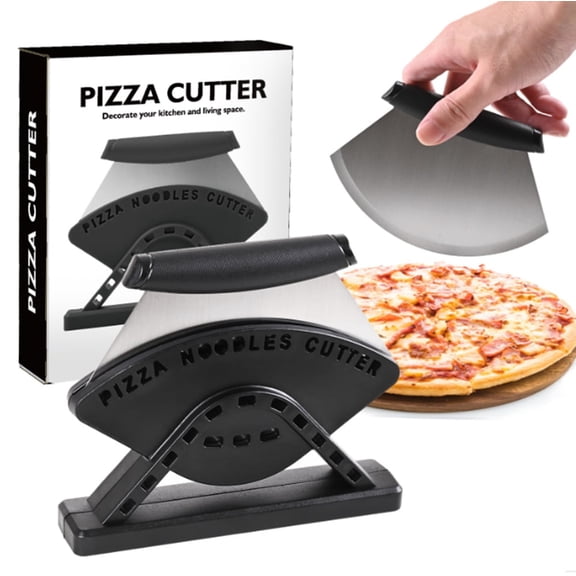 1-Pack Stainless Steel Pizza Cutter Rocker, Sharp Pizza Slicer Blade w/ Safety Cover, Multi-Use Food Chopper Knife for Pizza, Quesadillas & Herbs, Dishwasher Safe TIKA
