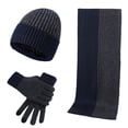 thumbnail image 1 of WEAIXIMIUNG Fingerless Gloves for Men Woolen Hat Set Matching Color Knitted Hat Thick Scarf Gloves Three Piece Set, 1 of 5