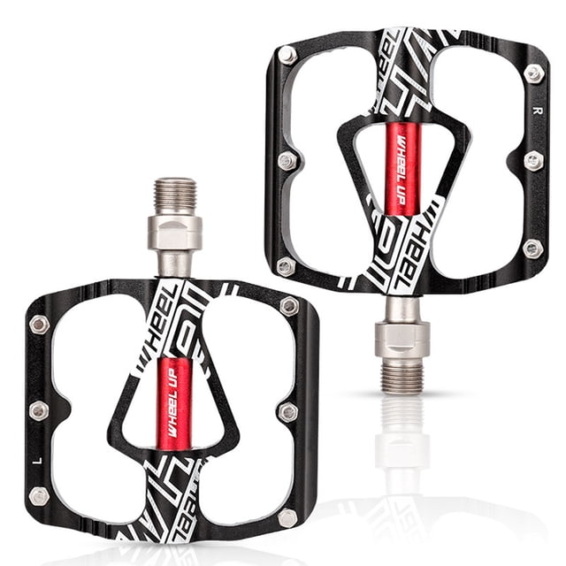 goowrom Bicycle Pedal with Cleats, Aluminum Alloy Frame Uniform Force Left and Right Logo Accessory