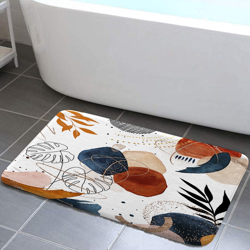 Modern Abstract Bathroom Rugs Cute Boho Bath Mat Soft Flannel Small