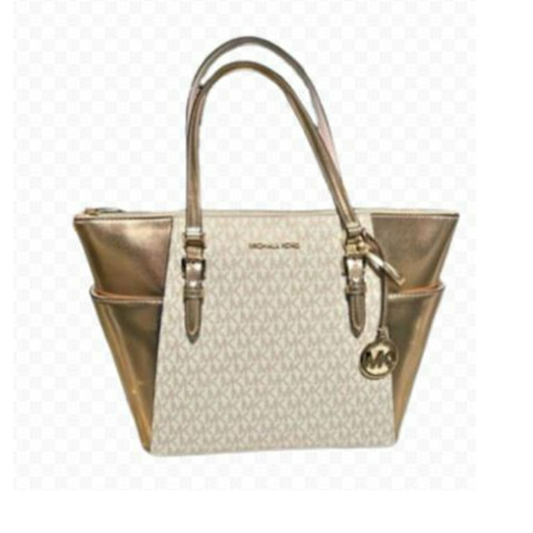 Michael Kors Women's Charlotte Large Signature Logo and Metallic