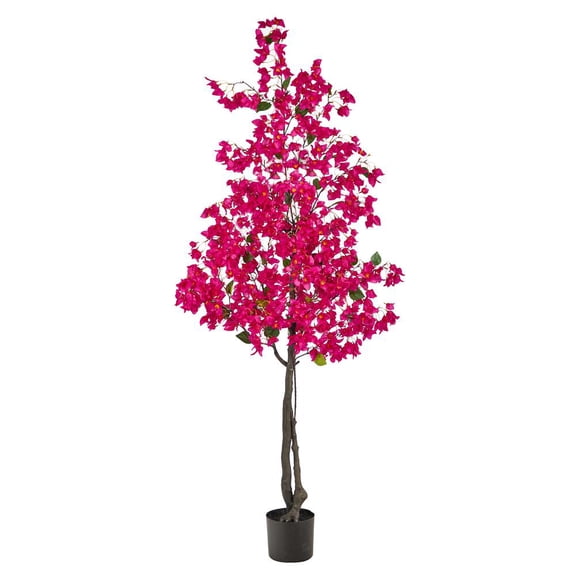 Nearly Natural 72" Bougainvillea Artificial Tree in Pink/Black