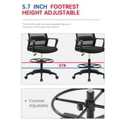 Drafting Chair Tall Office Chair Adjustable Height with Lumbar Support Arms Footrest Mid Back Desk Chair Swivel Rolling Mesh Computer Chair for Adults Standing Desk Drafting Stool(Black)