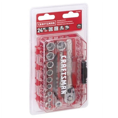 Craftsman CMMT12009LZ, Full Polish Chrome Finish Standard Socket Wrench & Set, 24 Pieces